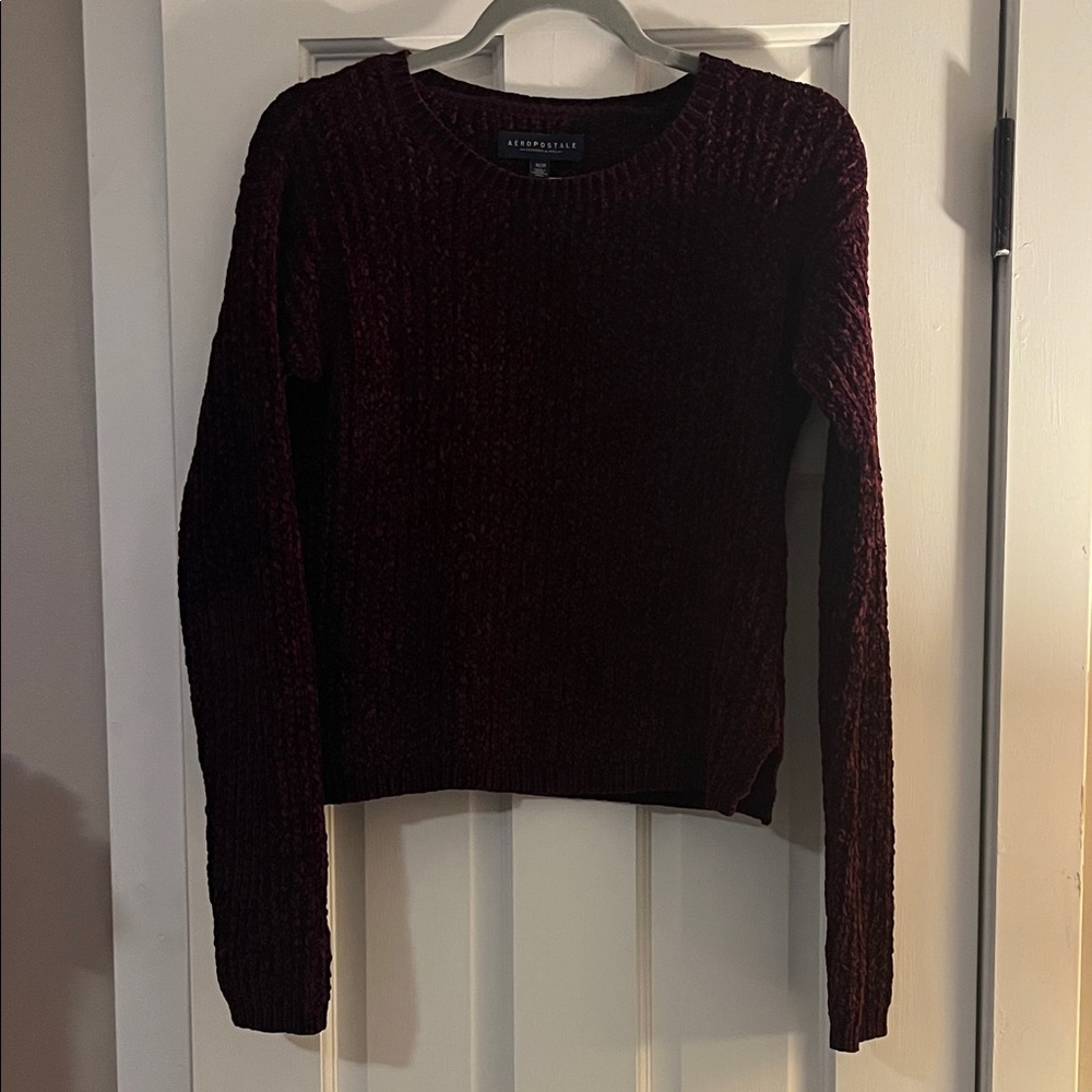 Aeropostale Rich Burgundy Crew Neck Sweater